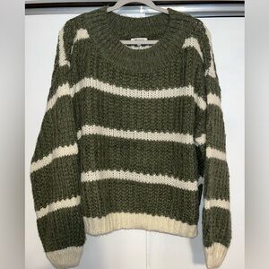 PinkBlush Maternity Olive Striped Sweater Size S/M